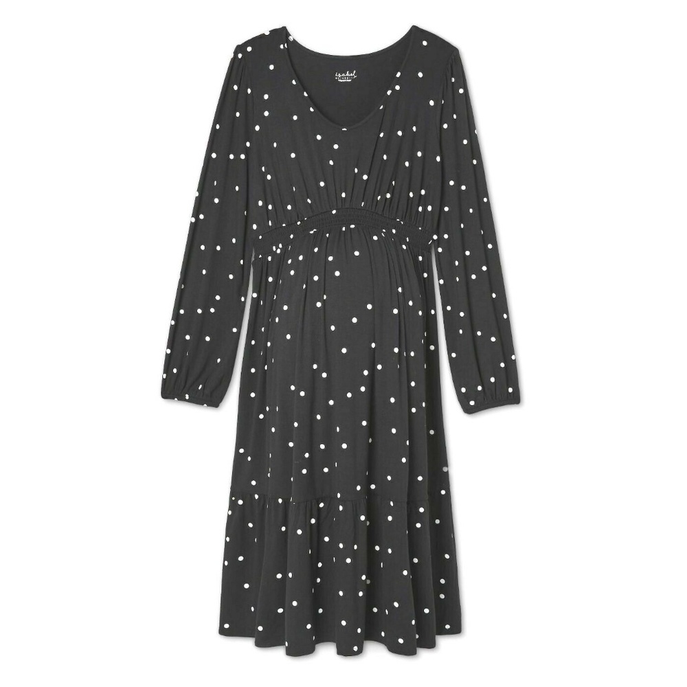 Maternity Dress by Ingrid & Isabel Women's Polka Dot Knit - Black - Size: XS